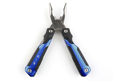 Мультитул Stinger,104x45 мм, 15 функций, сталь/пластик, сине-чёрный, в комплекте нейлоновый чехол