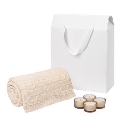 Подарочный набор Sento, Fado  (свечи, плед) (Бежевый)