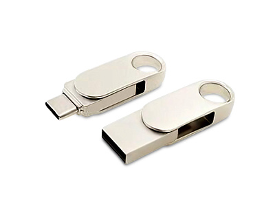 USB 3.0- флешка Uranium на 256 Гб с поворотным механизмом и дополнительным разъемом Type-C (Серебристый)