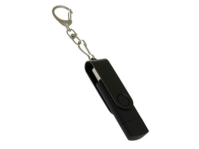 USB 2.0- флешка на 16 Гб с поворотным механизмом и дополнительным разъемом Type-C (Чёрный)