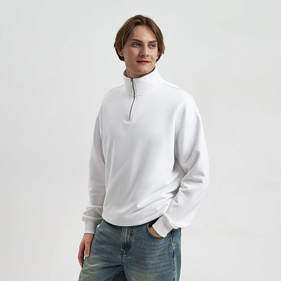 Толстовка на молнии унисекс FLOW, белая, размер XS/S (Белый)