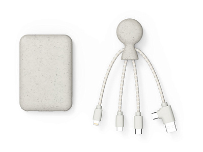 Внешний аккумулятор BioPack c кабелем Mr. Bio, 5000 mAh (Белый)