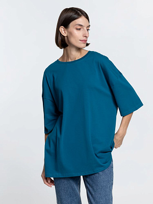 Футболка унисекс оверсайз Crosstown, бирюзовая (морская волна) (Бирюзовый)