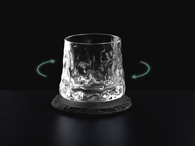 Вращающийся бокал для виски на сланцевом костере Bromo (Прозрачный)