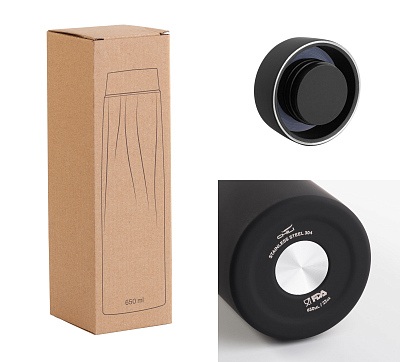 Бутылка для воды "Calypso" 650 мл, черный