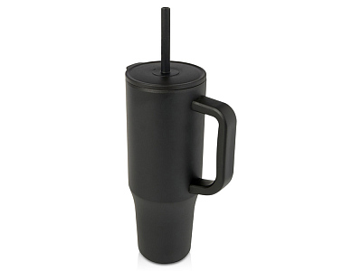 Герметичная термокружка Brady с силиконовой трубочкой, переработанная сталь, 900 мл (Чёрный)