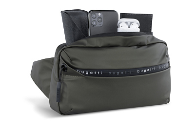 Сумка на пояс BUGATTI Blanc, оливковая, тарпаулин/полиэстер, 26х5,5х13,5 см