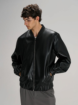 Бомбер из искусственной кожи Univer, серый (Чёрный)