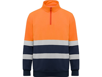 Свитшот ворот на молнии Spica, мужской (Синий нэйви/неоновый оранжевый)