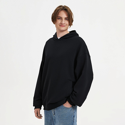 Худи оверсайз унисекс FUSION, черный (Чёрный)