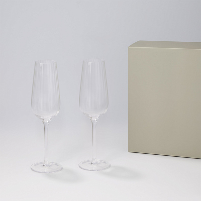 Подарочный набор 2 бокала для шампанского Blanche в серой коробке (Прозрачный, серый)