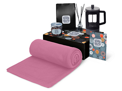 Подарочный набор Re:y. Vive с пледом, френч-прессом и кофе (Пыльно-розовый)