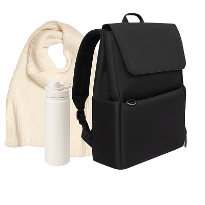Подарочный набор Marco, бежевый (шарф, термобутылка, рюкзак) (Бежевый, черный)