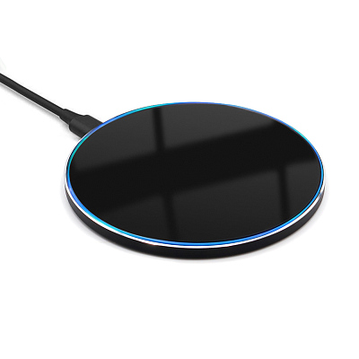 Беспроводное зарядное устройство Gravy с подсветкой и гравировкой 15W, черный (Чёрный)