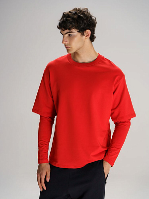 Футболка оверсайз с двойным рукавом Kosmos, красная (Красный)