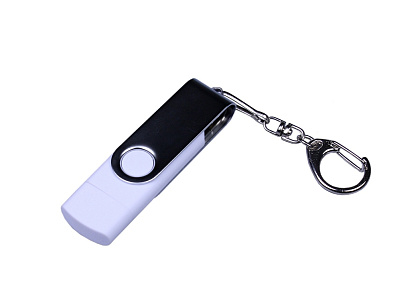 USB 2.0/micro USB/Type-C- флешка на 16 Гб c поворотным механизмом (Белый)