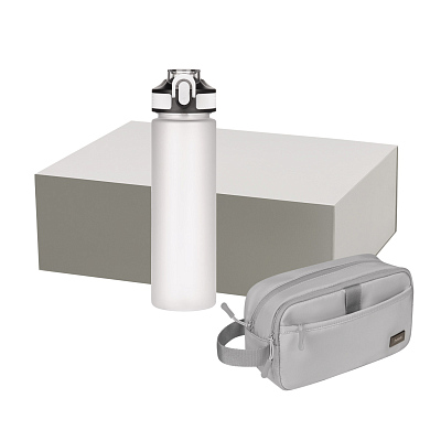 Подарочный набор Boston, Flip  (дорожная косметичка, бутылка) (Серый)