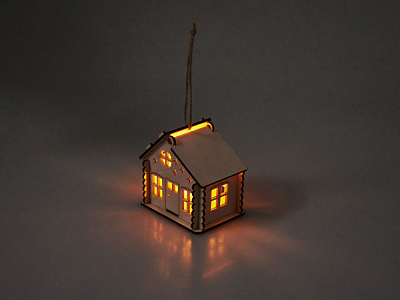Деревянная подвеска на елку с подсветкой Lumihut