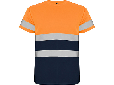 Футболка со светоотражающими полосами Delta, мужская (Синий нэйви/неоновый оранжевый)