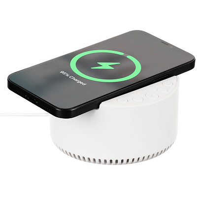 Bluetooth-колонка с беспроводной зарядкой relaxTime, белая (Белый)