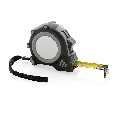 Рулетка Grip из переработанного пластика RCS, 5м/19 мм (Серый; черный)