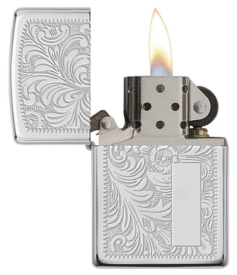 Зажигалка ZIPPO Venetian® с покрытием High Polish Chrome, латунь/сталь, серебристая, 38x13x57 мм
