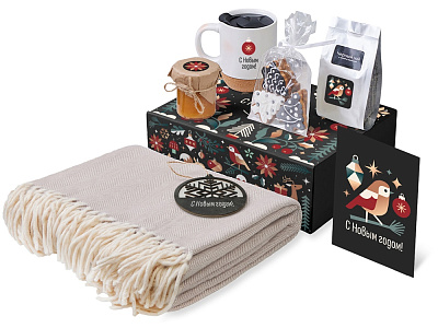 Подарочный набор Re:Nest с пледом, кружкой и вареньем (Белый)