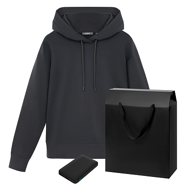 Набор с одеждой ALEX (худи, аккумулятор), черный, XL (Серый, черный)