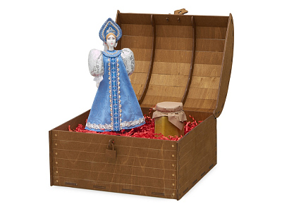 Подарочный набор: кукла фарфоровая, крем-мёд с лаймом и имбирем (Голубой)