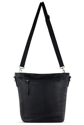 Сумка через плечо KLONDIKE RUSH «Samantha», натуральная кожа в черном цвете, 40 х 32,5 х 15,5 см