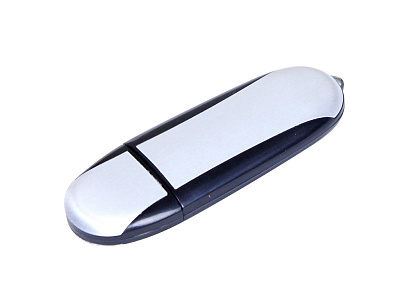 USB 2.0- флешка промо на 64 Гб овальной формы (Серебристый/черный)