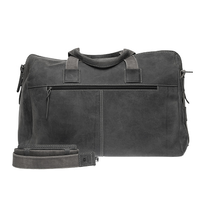 Сумка дорожная KLONDIKE Native, натуральная кожа в черном цвете, 52 х 25 х 35 см