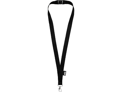 Ремешок на шею с карабином Tom из переработанного ПЭТ (Чёрный)