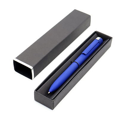 Ручка Espada в коробке Cradle чёрной с серебристым, синяя (Синий)