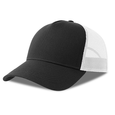 Бейсболка RAPPER COTTON-S, 5 клиньев, пластиковая застёжка, 280 (Черный, белый)