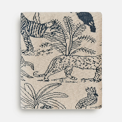 Плед Savanna, белый с синим (Синий)