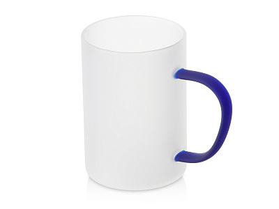 Стеклянная матовая кружка для сублимации Акцент (Белый/синий)
