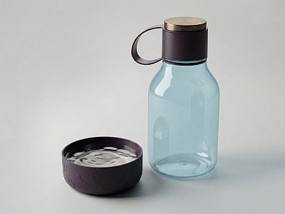 Бутылка для воды 2-в-1 Dog Bowl Bottle со съемной миской для питомцев, 1500 мл (Красный бургунди)