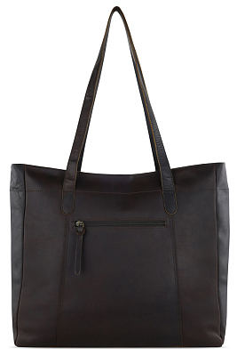 Сумка-шоппер KLONDIKE RUSH «Rachel», натуральная кожа в темно-коричневом цвете, 55 х 37 х 14 см