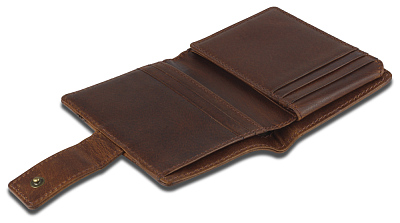 Портмоне Mano "Don Leon", натуральная кожа в коричневом цвете, 7,5 х 10,2 см