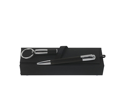 Подарочный набор: ручка шариковая, брелок (Черный, серебристый)