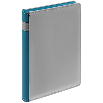 Ежедневник Spain Shall на заказ, недатированный, серый с бирюзовым (Бирюзовый)