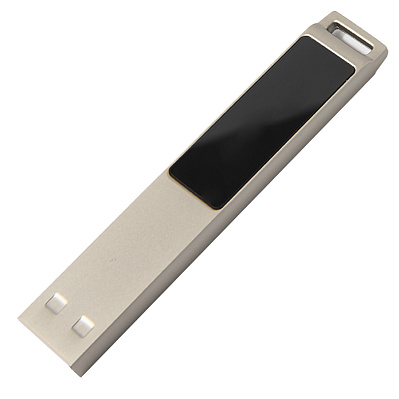 USB flash-карта LED с белой подсветкой (32Гб), серебристая, 6,6х1,2х0,45 см, металл (Серебристый)