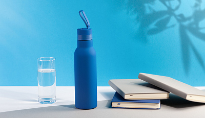 Бутылка для воды "Фитнес" 700 мл, покрытие soft touch, синий