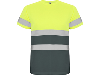 Футболка со светоотражающими полосами Delta, мужская (Свинцовый/неоновый желтый)