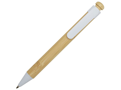 Ручка шариковая из бамбука и переработанной пластмассы Rattan (Натуральный/белый)
