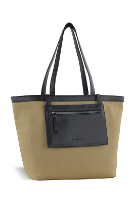 Сумка-тоут женская средняя BUGATTI Elena, песочная, канвас, полиуретан, 48 x 20 x 30 см (Коричневый)