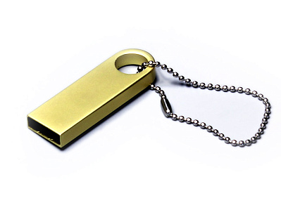 USB 2.0-флешка на 4 Гб с мини чипом и круглым отверстием (Золотистый)