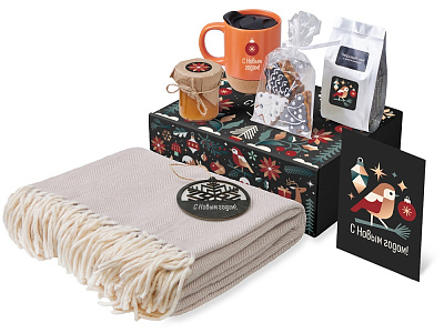 Подарочный набор Re:Nest с пледом, кружкой и вареньем (Оранжевый)