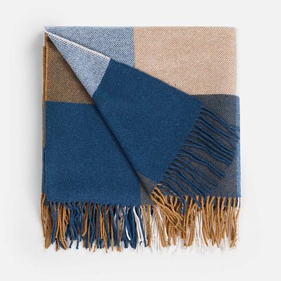 Плед Fleco, синий с коричневым (Коричневый)